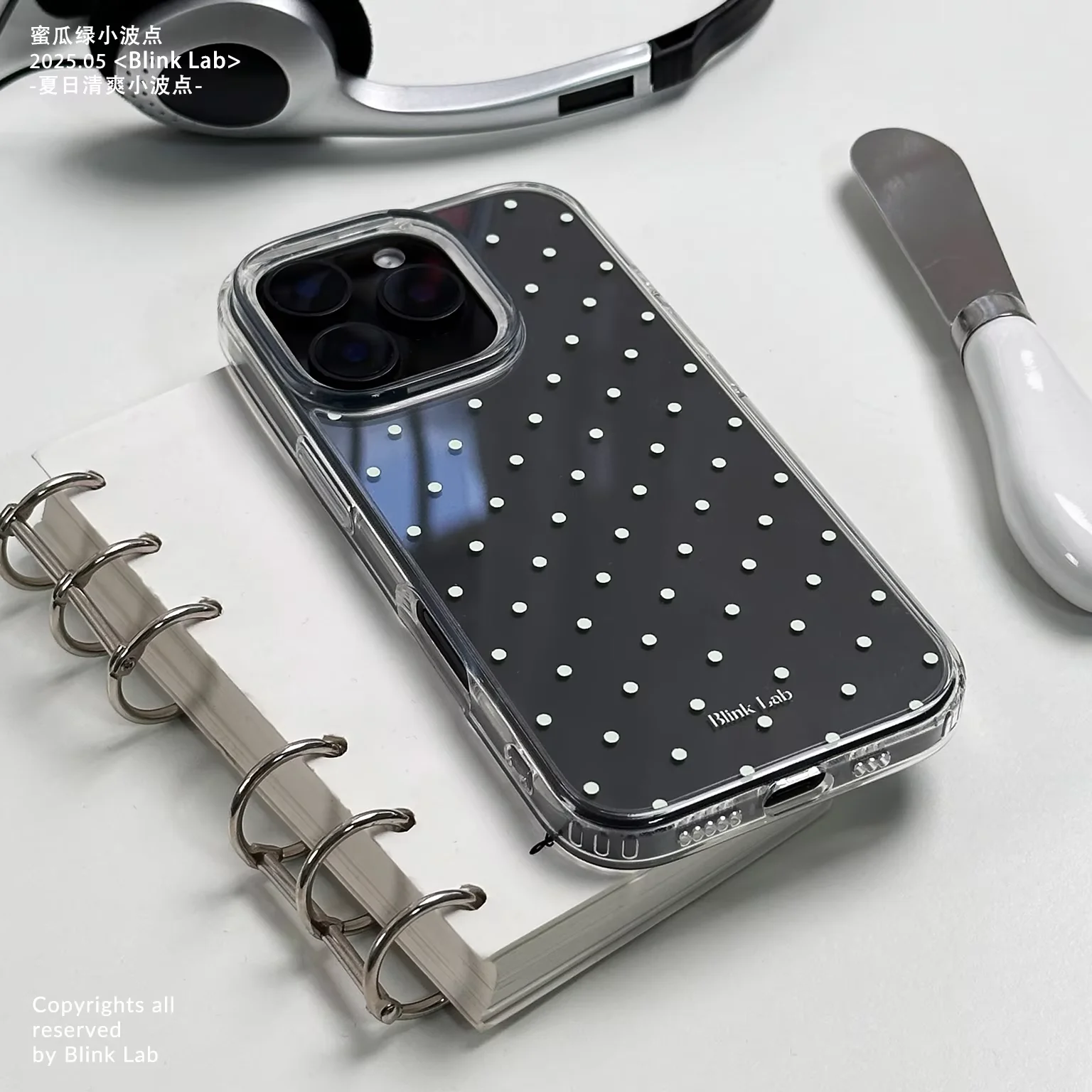 Korean-Style Full Screen Polka Dots Clear Phone Case, Y2K Inspired Cover