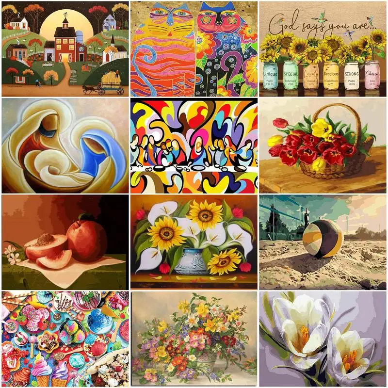 

CHENISTORY Interior Painting By Numbers Abstract Illustration Handpainted Pictures By Numbers Creative Painting Home Decor