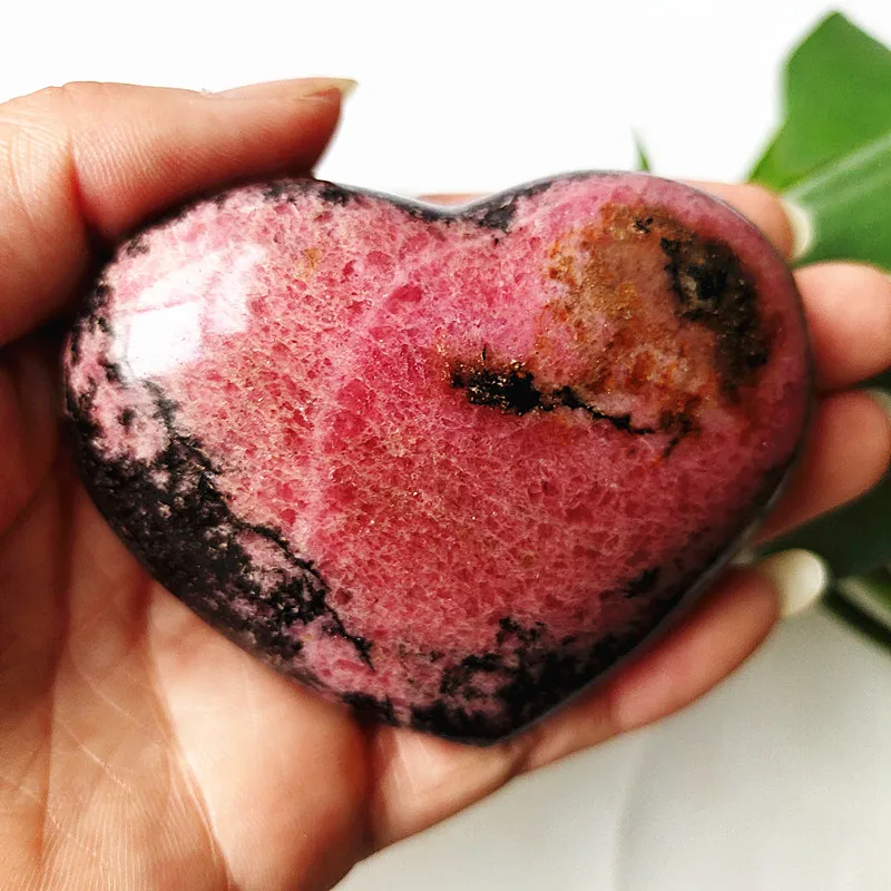 Natural Stone Pink Beautiful Rosestone Heart Witch Meditation Spirit Exorcism Healing Crystal Room Ornament 3
