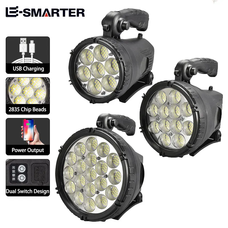 High Power Strong Light Searchlight LED Portable Flashlight Outdoor Camping Emergency Double Lamp Head Long-distance Spotlight led flashlight led lights camping lamp camping lights led neck light