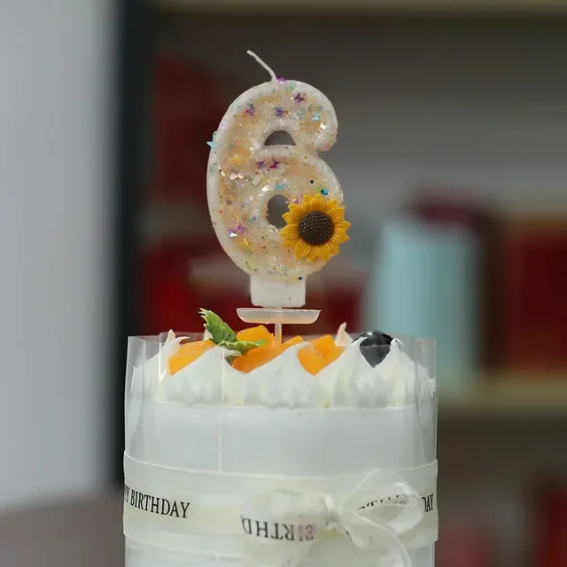Topper de gâteau Chi Princesse Sweet, numéro 0-9, jaune, tournesol, anniversaire, ci-après les papillon, paillettes, décor, fournitures de cuisson, mode 4
