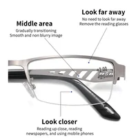 Large Frame Multifocal Glasses Men Square Metal Photochromic Reading Glasses Blue Light Blocking Eye Protection Eyeglasses 2