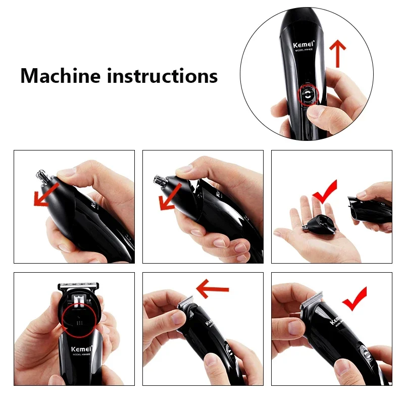 Kemei Electric Hair Clipper Shave Razor Machine Beard trimmer Hair Cutter Ear Nose Hair Trimmer Facial Cleaner Man Barber tools 3