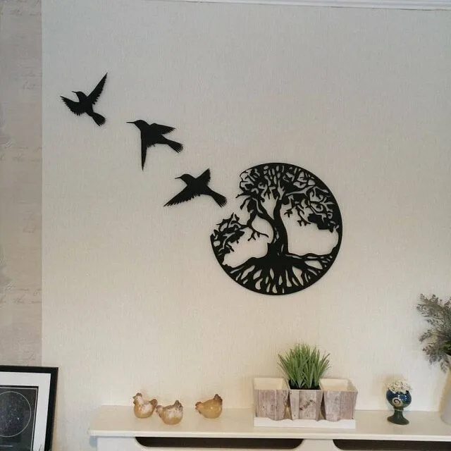 Arbre de vie en métal Décoration murale Silhouette Art pour Cadeau  Intérieur Cadeau Extérieur Jardin Maison