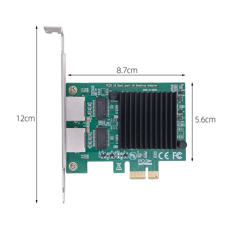 데스크탑 PC용 기가비트 이더넷 LAN 카드 네트워크 어댑터, 2 포트 RJ45-PCI Express X1 네트워크 카드, E1G42ET RTL8111F 칩, 1Gbps
