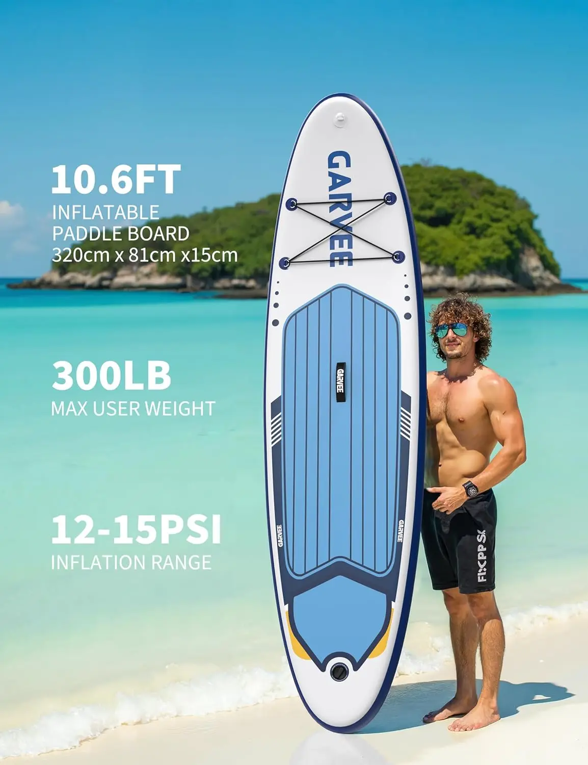 10.6ft Inflatable Stand Up Paddle Board for Adults, 320x81x15cm SUP Board with Non-Slip EVA Deck, Camera Mount & Accessory Kit