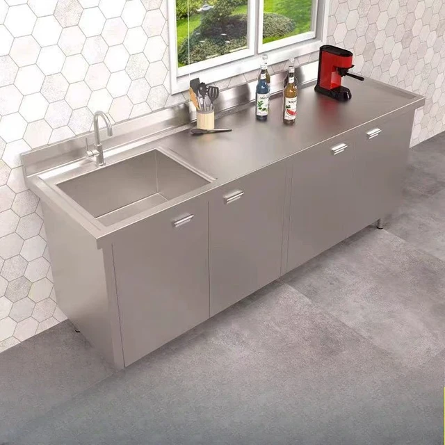 อ่างล้างผักแบบติดตั้งบนเคาน์เตอร์เดี่ยว สเตนเลส 304 สำหรับครัวเชิงพาณิชย์ 2