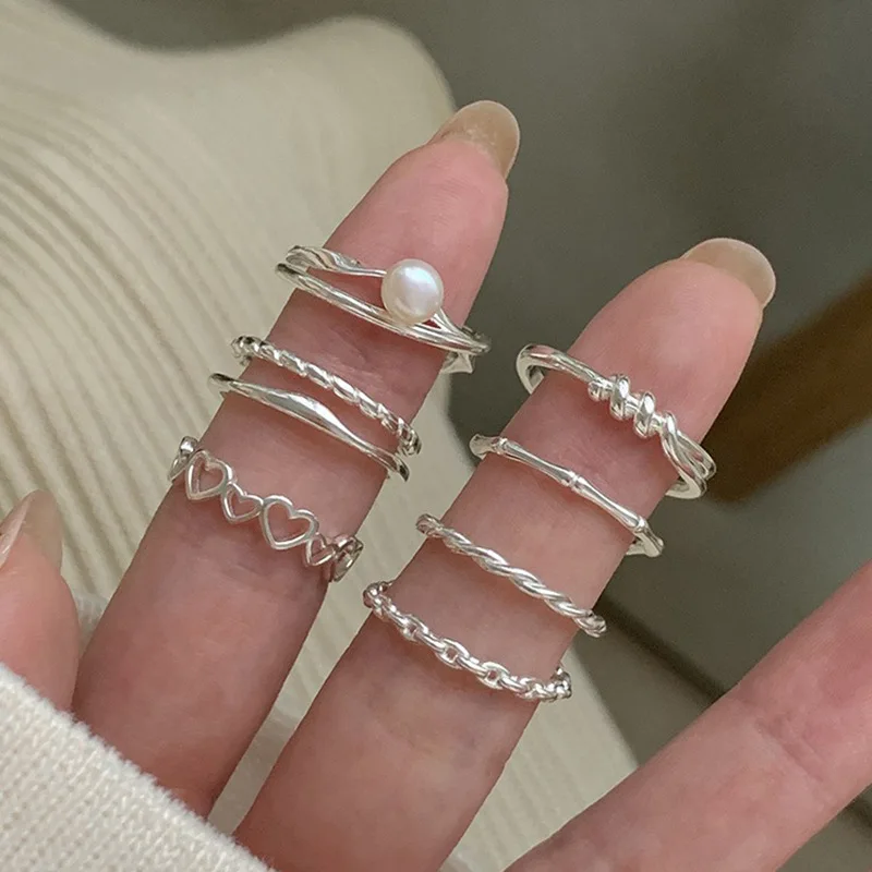 Silver Ring for Women Love Hollow Thread Wedding Jewelry Female Wheat Ear Opening Adjustment Exquisite Index Finger Ring silver ring wedding rings womens ring
