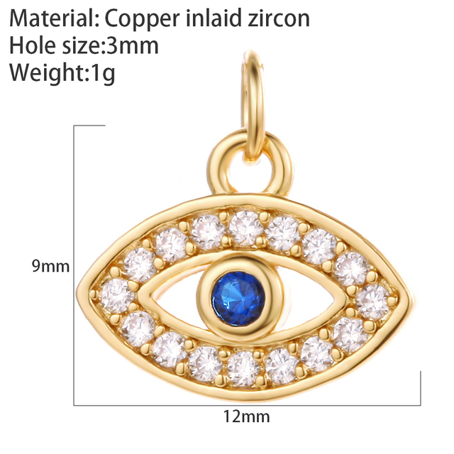 Greek Eye gold Pendant Charms for Diy Earrings Keychain Necklace Bracelet Evil Blue Eye Charms for Jewelry Making Supplies
