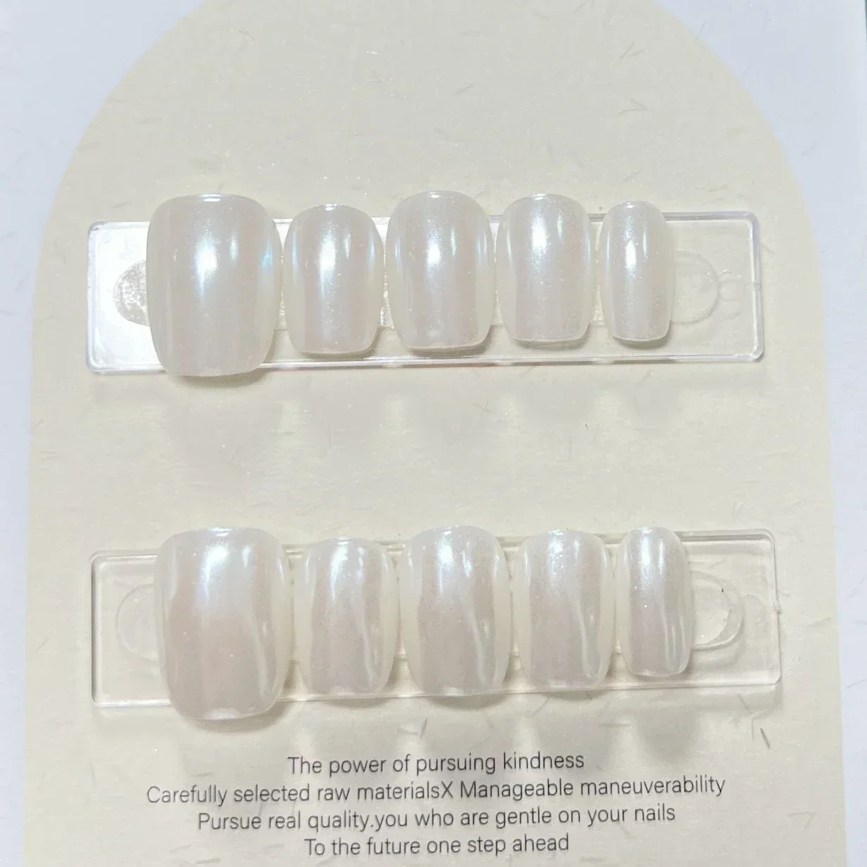 10-Piece Pure Color Handmade Short Press-On Nails with Glue - Full Cover French Round Manicure Set
