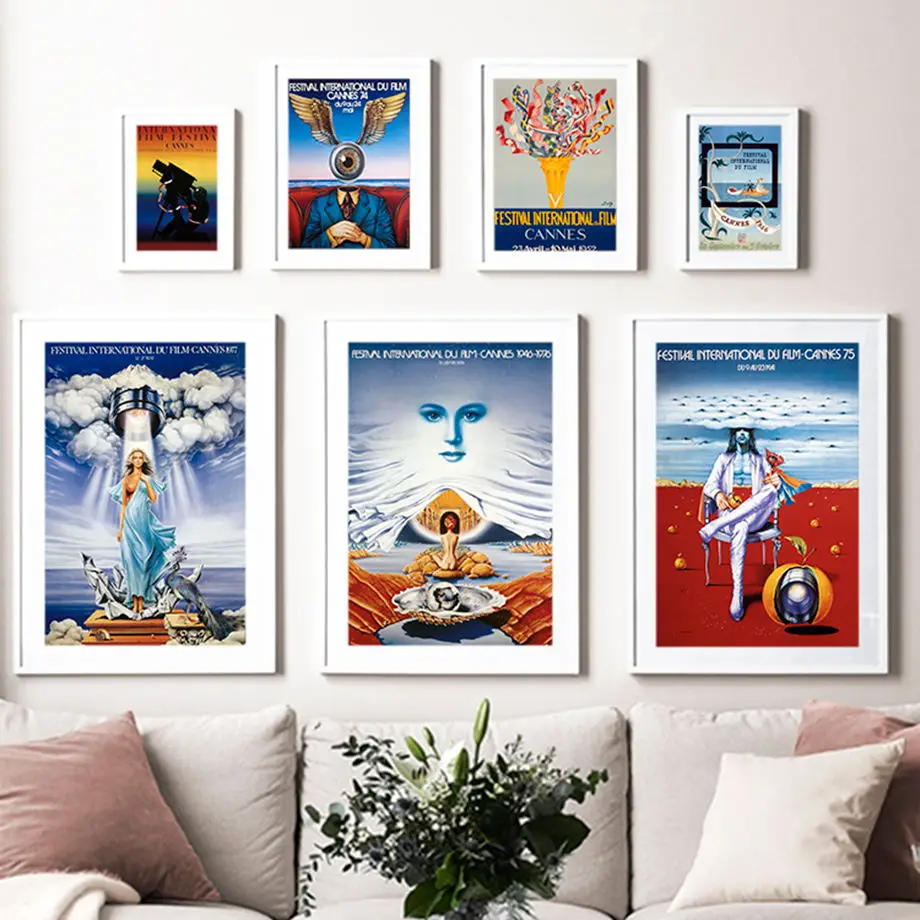 

France Classic Film Festival Movie Vintage Poster Nordic Wall Art Print Canvas Painting Aesthetic Pictures For Living Room Decor