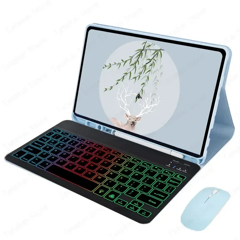 Teclado Retroiluminado para Samsung Galaxy Tab s9 fe Azerty Rainbow Inglês Espanhol 10.9 in Sm-x510 X516b - Imagem 2
