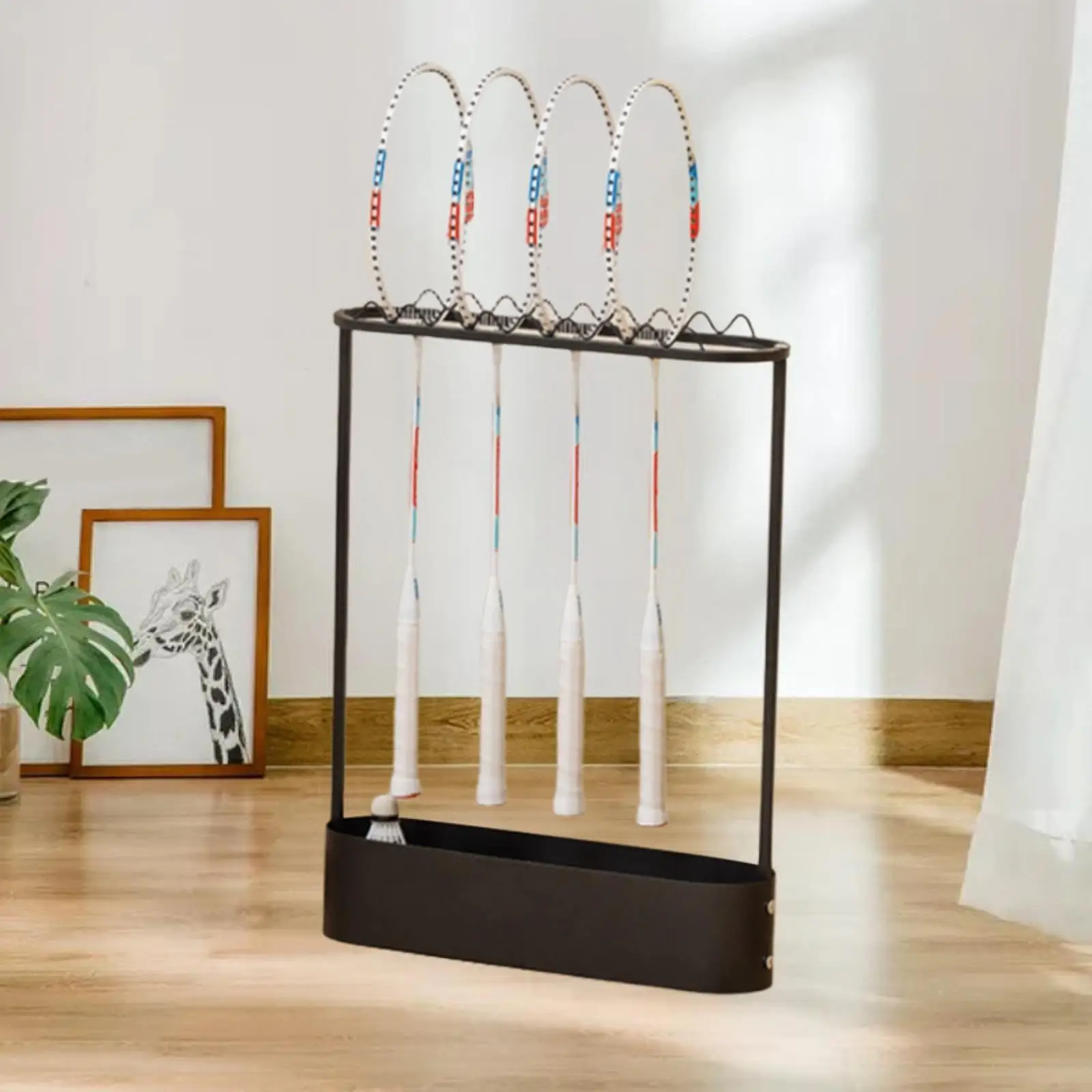 Badminton Racket Storage Rack Sturdy Home Organization Tennis Racket Holder Floor Standing Tennis Racquet Holder Space Saving