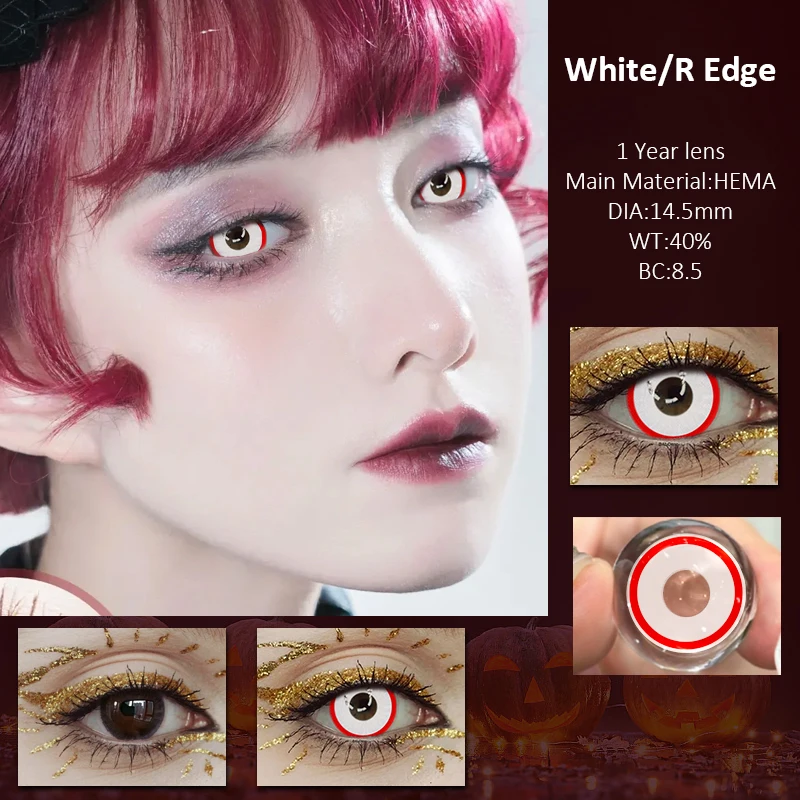 Vivid Halloween Red Cosplay Contact Lenses - 14.5mm Yearly Soft High-Quality