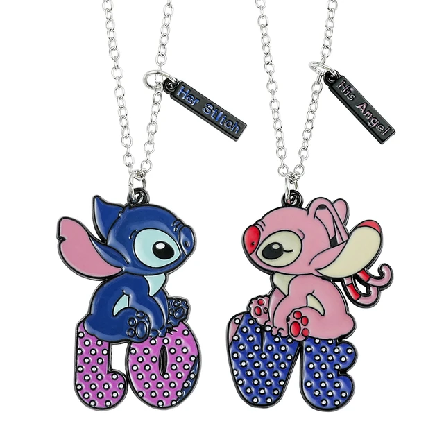 Disney Stitch Girls Bff Necklace With Angel And Stitch Charm