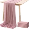 10FT Dusty Rose Chiffon Table Runner,Romantic Sheer Dining Table Decoration For Wedding Party Bridal Baby Shower 1