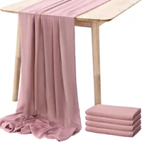 10FT Dusty Rose Chiffon Table Runner,Romantic Sheer Dining Table Decoration For Wedding Party Bridal Baby Shower 1