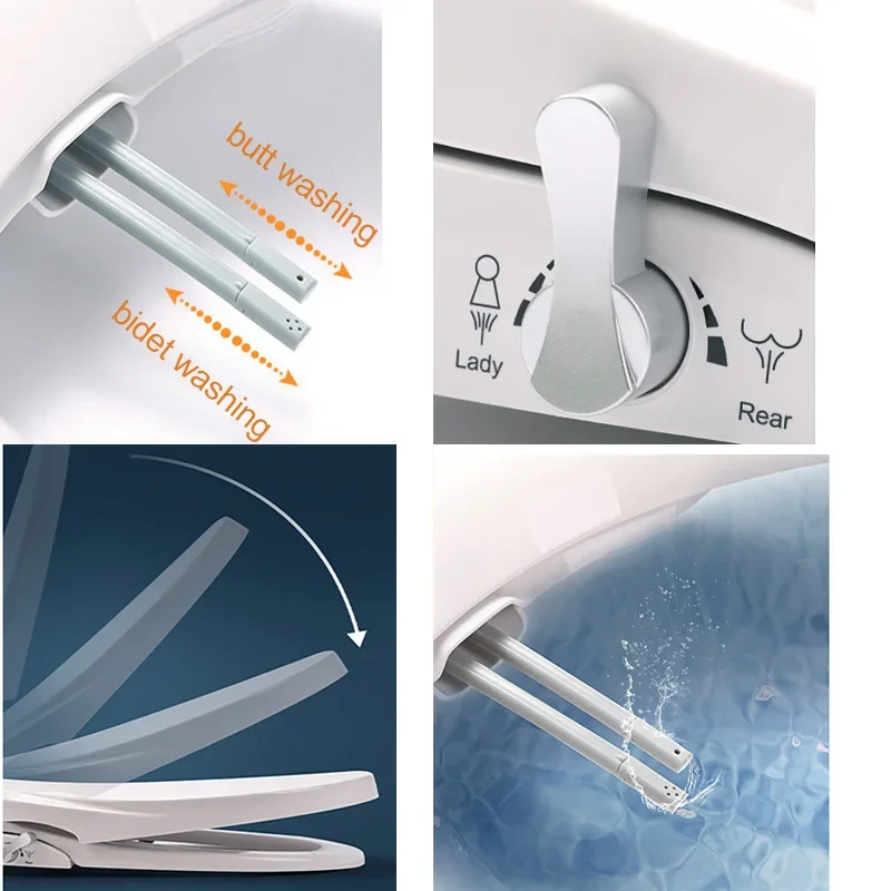 WETIPS No-Electric Bidet Toilet Seat Cold Water Double Nozzle Washer Tapa Inodoro Inteligente Toilet Lid Smart Bidet Cleaning
