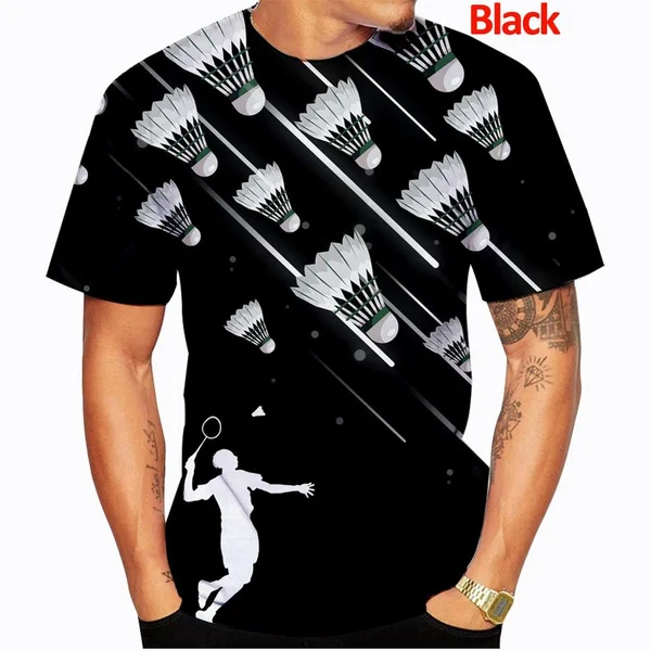 

2023 Summer Mens Womens Fashion Casual Badminton Printing Short Sleeve Plus Size Tops T-shirt 2XS-6XL