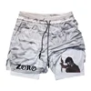 Men's Anime Printed Shorts, 2 in 1 Quick Drying Double Layer Athletic Shorts, Fitness, Outdoor Recreation, Training, 2024 1
