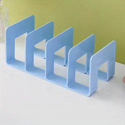 Compact Desktop Bookshelf Organizer with Anti - Slip Baffle for Office and Study Supplies (Blue)