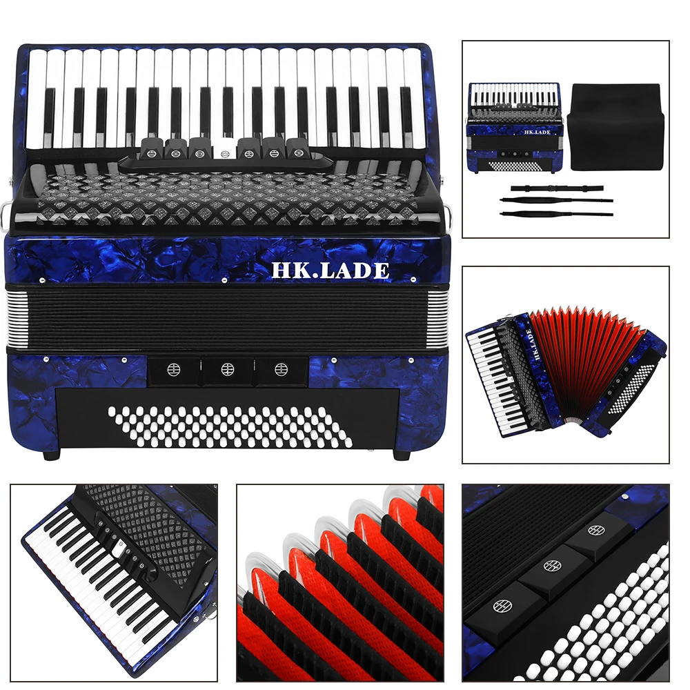 HK&middot;LADE Accordion 37 Keys 80 Bass Accordion With Strap Bag Professional Keyboard Instrument For Grading Performance/Teaching