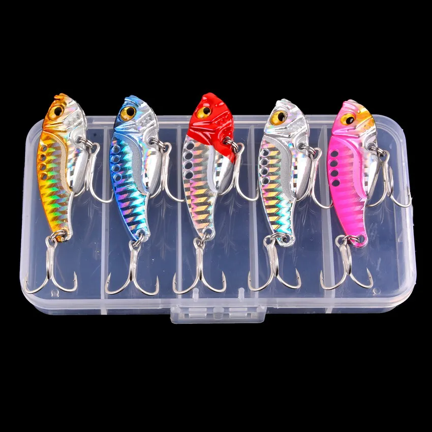 

5Pcs Metal Vib 3/7/10/15/20g Blade Lure Sinking Vibration Baits Artificial Vibe for Bass Pike Perch Fishing Silver Gold