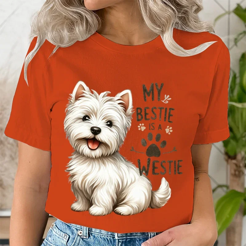 My Bestie Is A Westie Cute Dog Breeds Quotes T-shirt Women Funny