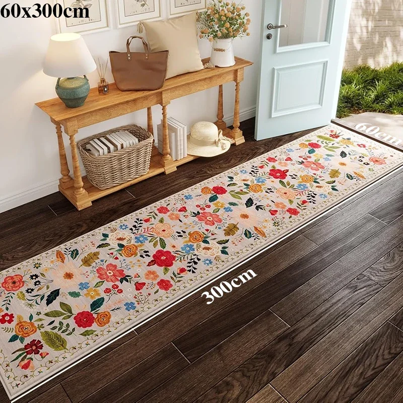 Hallway Carpet Runway Long Rug Machine Washable Folding Non-slip Floor Mat Spring Flower Home Decoration Rugs for Living Room floor mat plush rug decorative carpet silk wool rug plush carpet non slip carpet