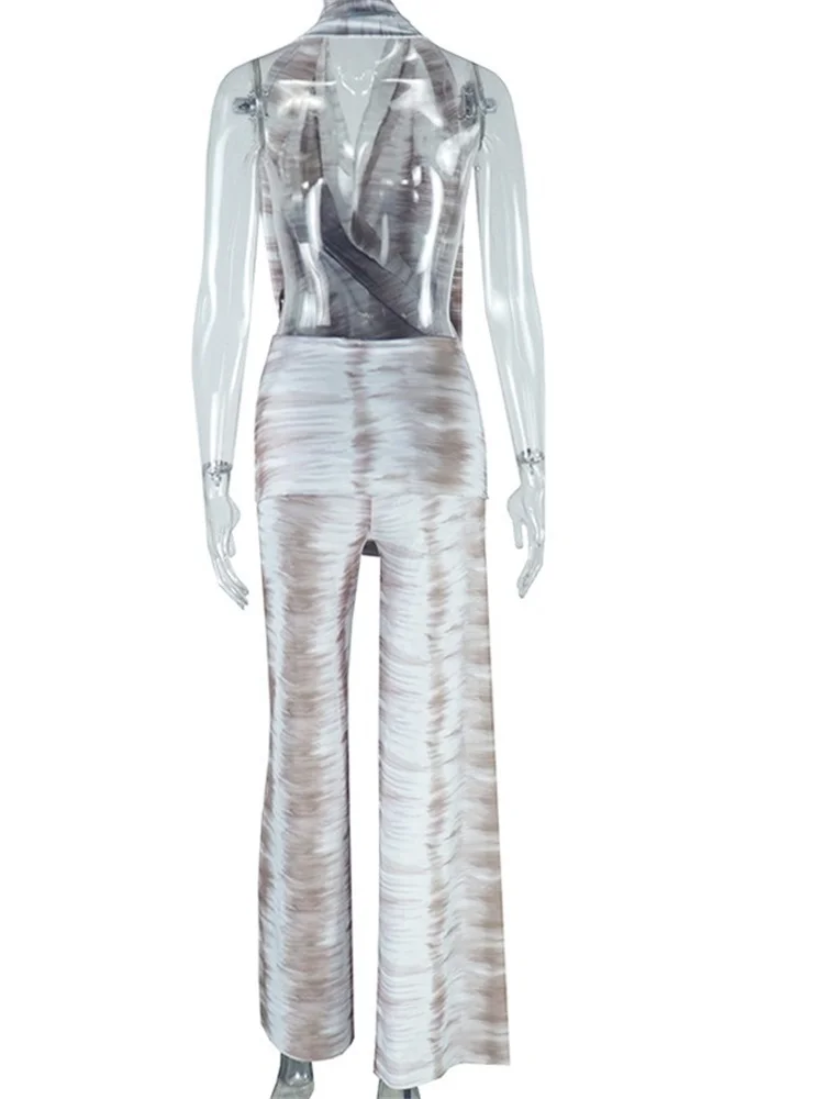 Wmstar Jumpsuit Women One Piece Outfit Halter Sleeveless High Waisted Straight Rompers Fashion Summer Bodysuit Dropshipping