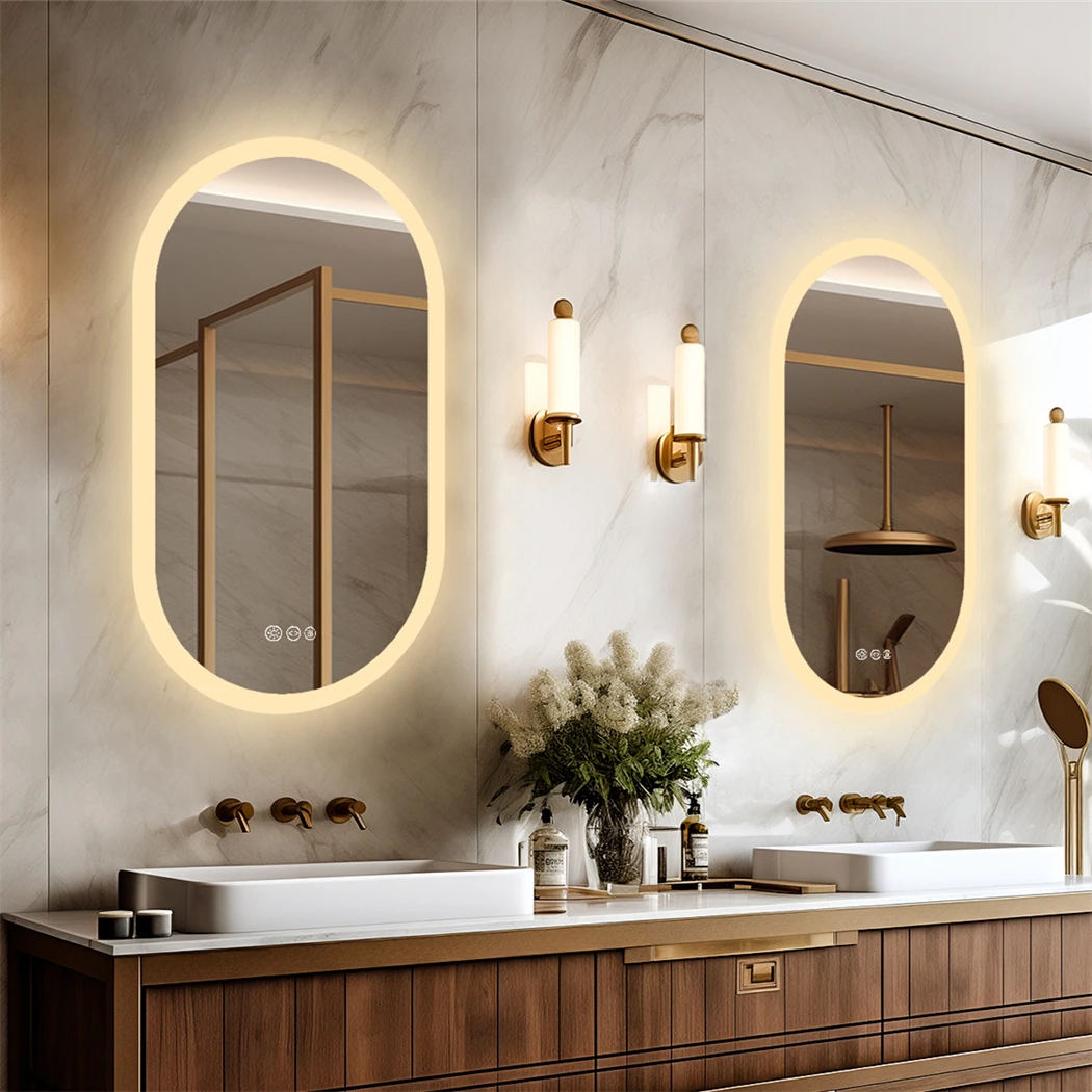 Oval LED Bathroom Mirror Smart Mirrors Dimmable 3 Colors Anti-Fog Light Memory IP65 CRI95 Large Wall Mounted Mirror 32 x 20 in 5