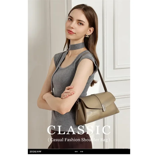 Sacs à bandoulière en cuir pleine fleur pour femmes 2026 – Sacs à rabat de luxe élégants pour le bureau et le travail – Sacs à main pour femmes 1
