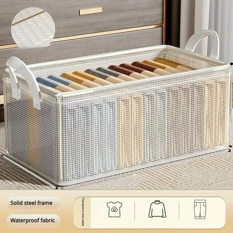 Transparent Clothes Storage Box Home Put Clothing Pants Organizer Washable Closet Layered Storage Artifact Storage Frame Basket 5