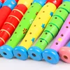 1pc 20cm/7.87in Colorful Wooden Flute Music Instrument Trumpet Buglet Hooter Kids Educational Learning Musical Toys for Children 6