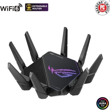 ROG rapture GT-AX11000 pro tri-band WiFi 6 extendable Gaming Router, 10G & 2.5G ports, rangeboost plus, triple-Lev 6