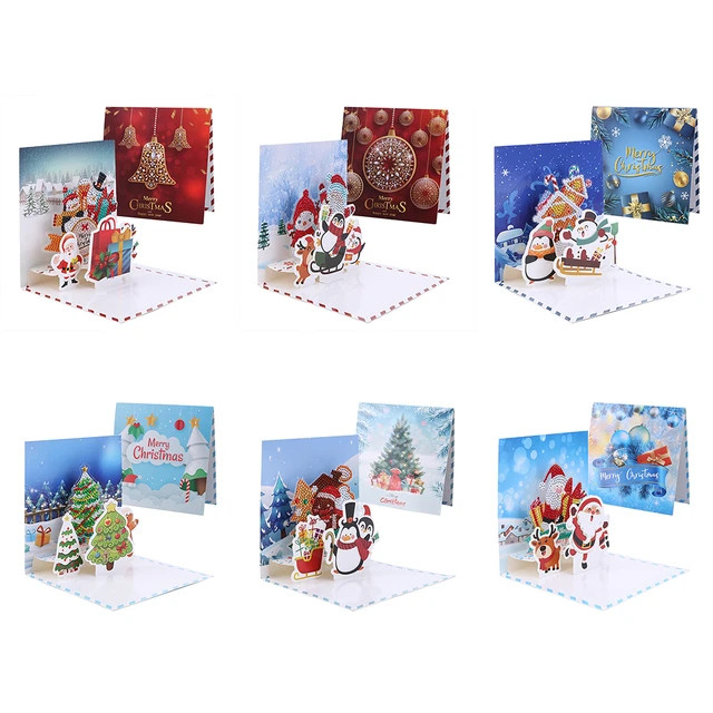 6pcs 5D DIY Special-shaped Diamond Painting Birthday Holiday Greeting Cards  Gift