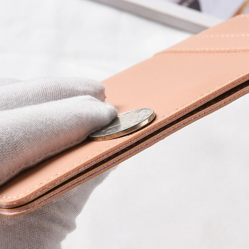 Simple Women's Ultra-Thin Long Wallets PU Leather Money Bag Checkbook Credit Card Holder Minimalist Coin Purse Female Billfold