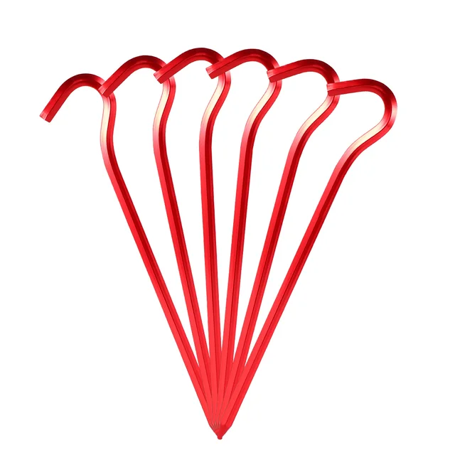 6 Pcs Tent Pegs: The Red Stake Camping Stakes