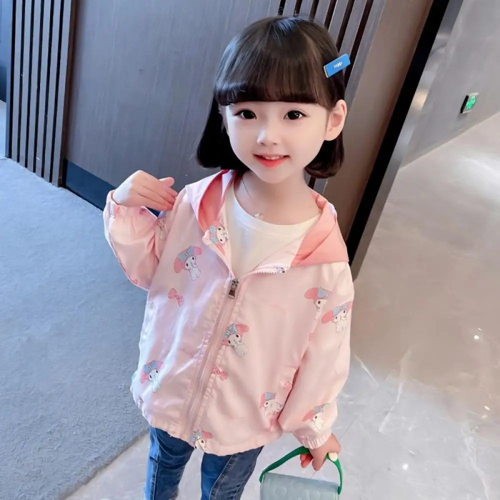 

Kawaii Sanrio My Melody Girls Hooded Jacket Cartoon Anime Casual Long Sleeve Top Kids Spring Autumn Coat Children's Clothing