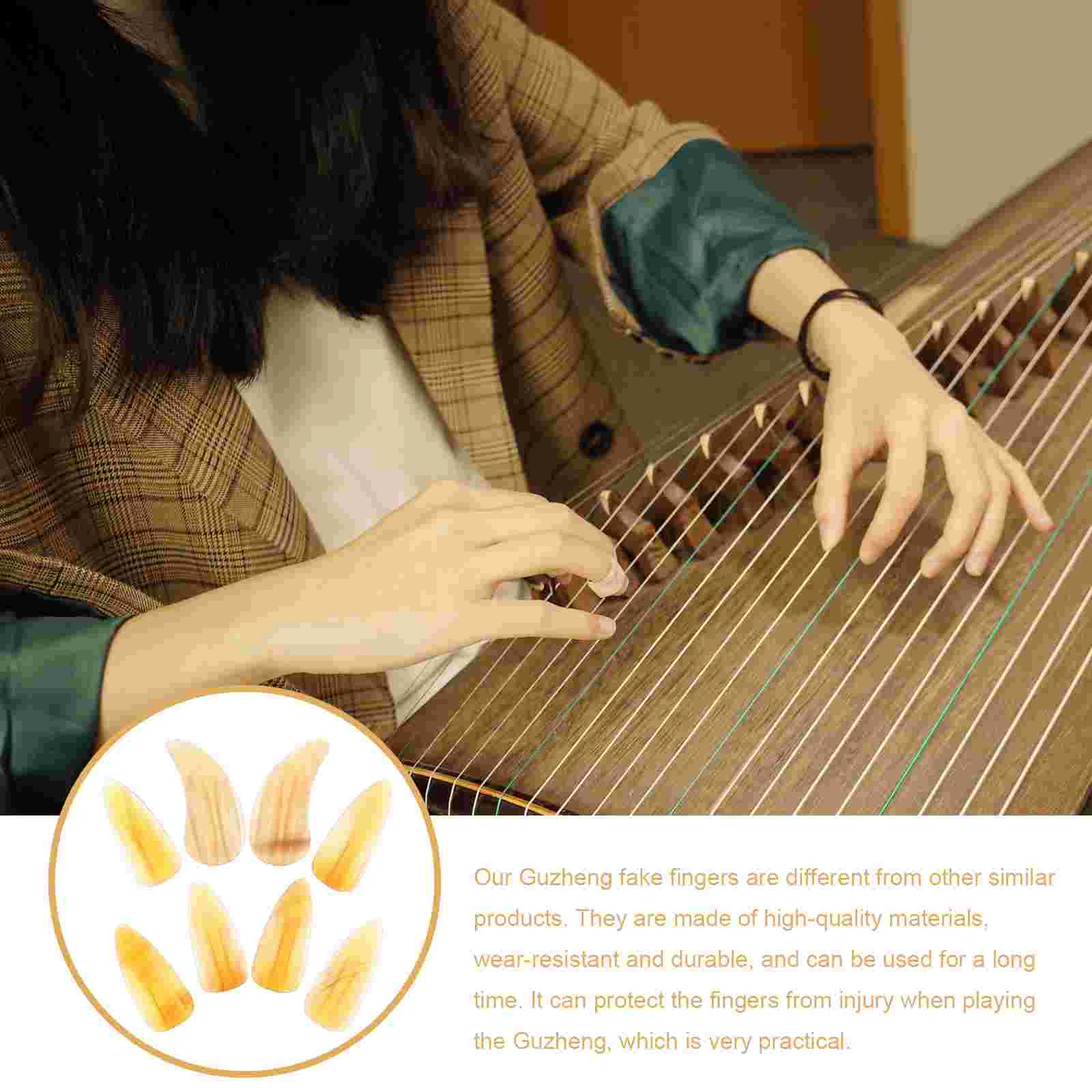 8 Pcs Guzheng Nails Finger Picks for Practice Protectors Portable Performance Horns