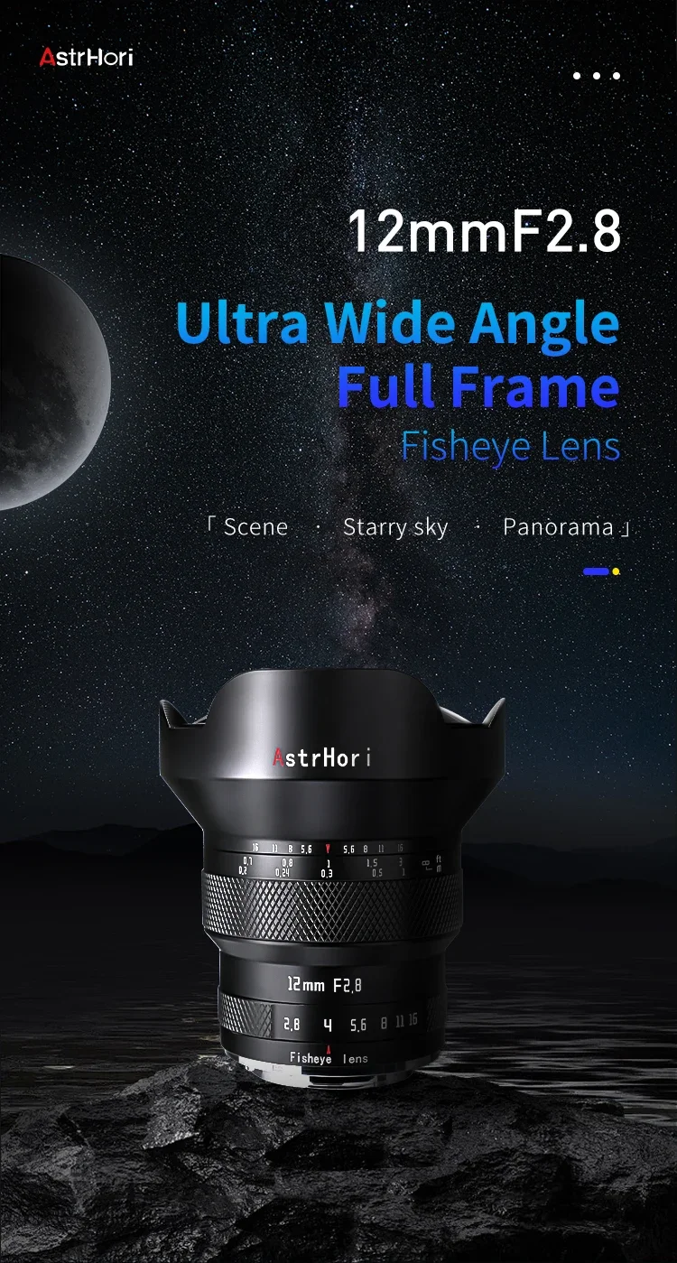 AstrHori MF 12mm F2.8 Full Frame Camera Lens 185° Ultra Wide Angle Manual Fishey