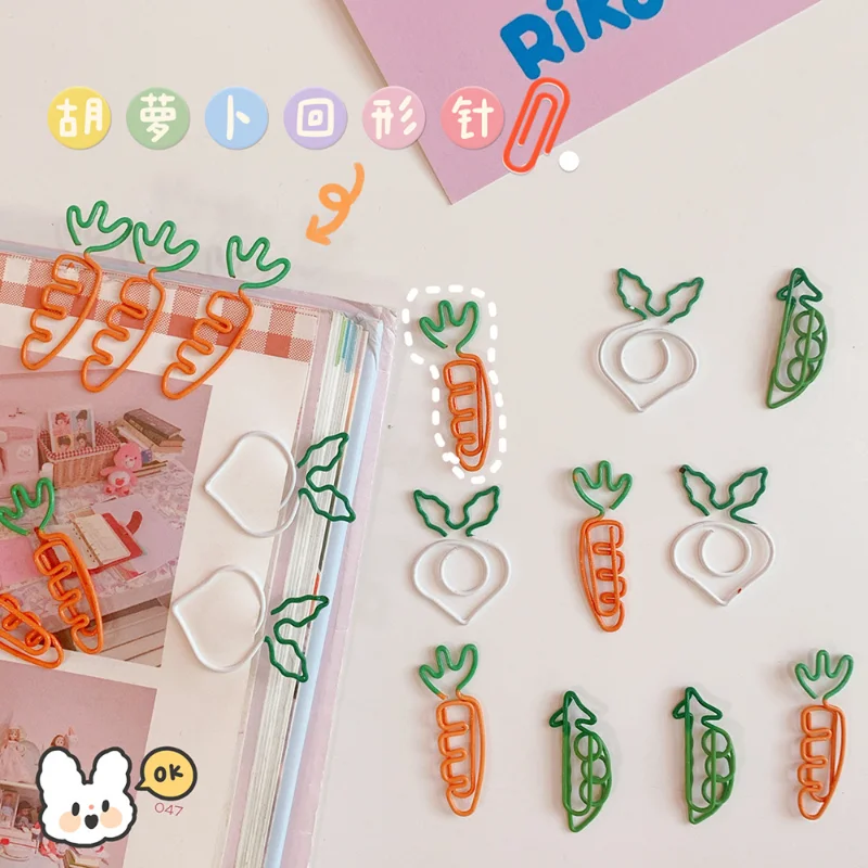 20Pcs Cartoon Vegetable Fruit Series Color Shaped Paper Clips Multifunctional Styling Sticky Note Clip Cute Stationery 5pcs mini cartoon cute fruit carrot paper note ice cream pea clip decoration office stationery drop shipping