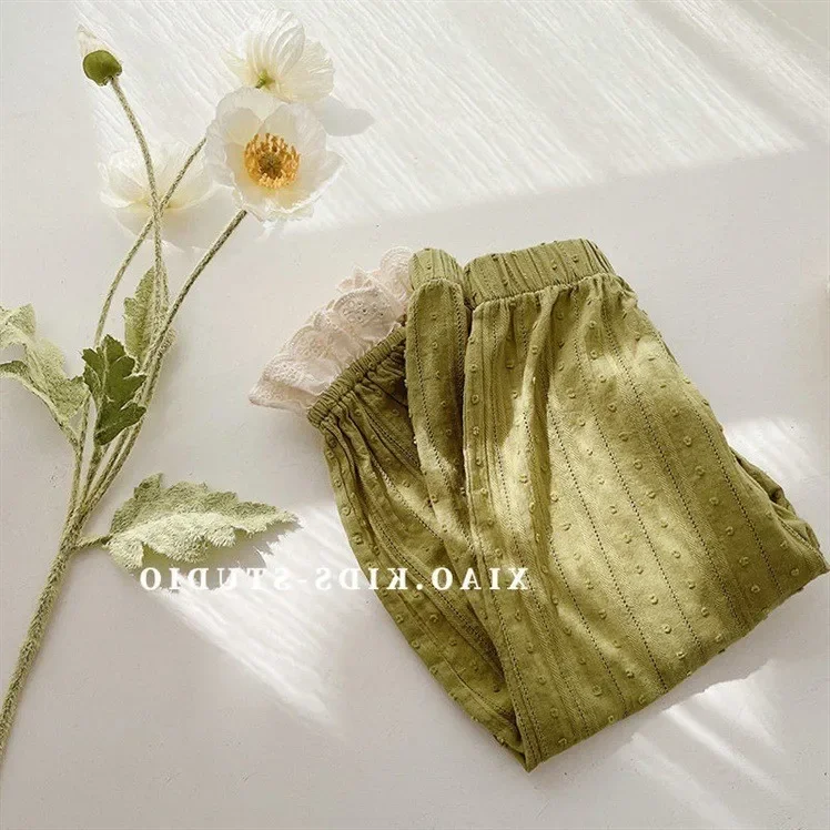 

Новинка 2023, модные летние хлопковые тонкие Повседневные детские брюки с цветочным рисунком, новинка сезона весна-лето 2023, детская одежда, свободная эластичная талия