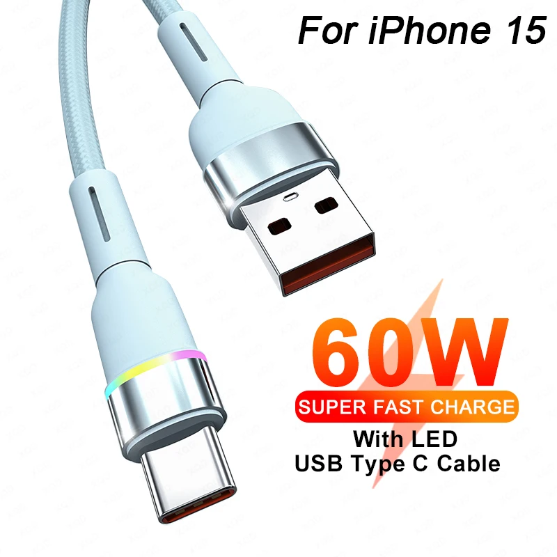 USB C Cable Type C For iPhone 15 Pro Max iPad PD 60W Turbo Charging USB C Cable Type C For iPhone 15 Pro Max iPad PD 60W Turbo Charging