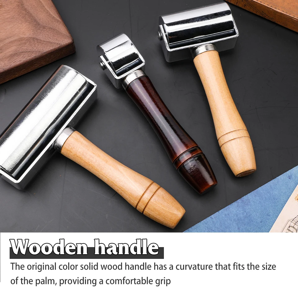 Wooden Handle Leather Press Edge Roller Leather Roller Tool Edge Creaser Craft Laminating Work Tool 26/60/100mm