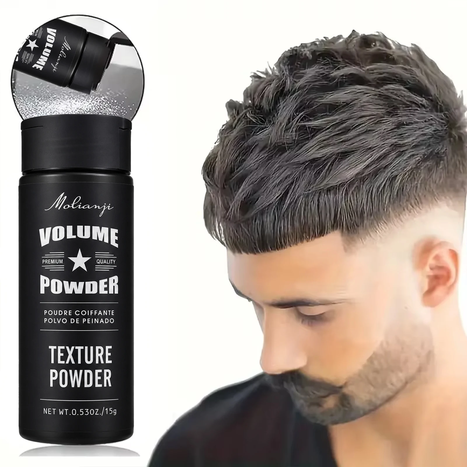 Polvo de fibra capilar: espesamiento instantáneo, cabello denso, resistente al viento/sudor, sujeción 24 horas, para cabello fino Apto para hombres y mujeres Polvo voluminizador de raíces del mismo tipo que usa