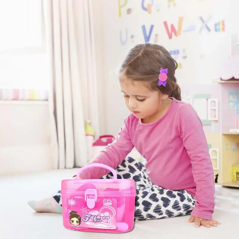 Pretend Play Kid Make Up Toys 25/32PCS Pink Makeup Set Princess Hairdressing Simulation Toy for Girls Dressing Cosmetic