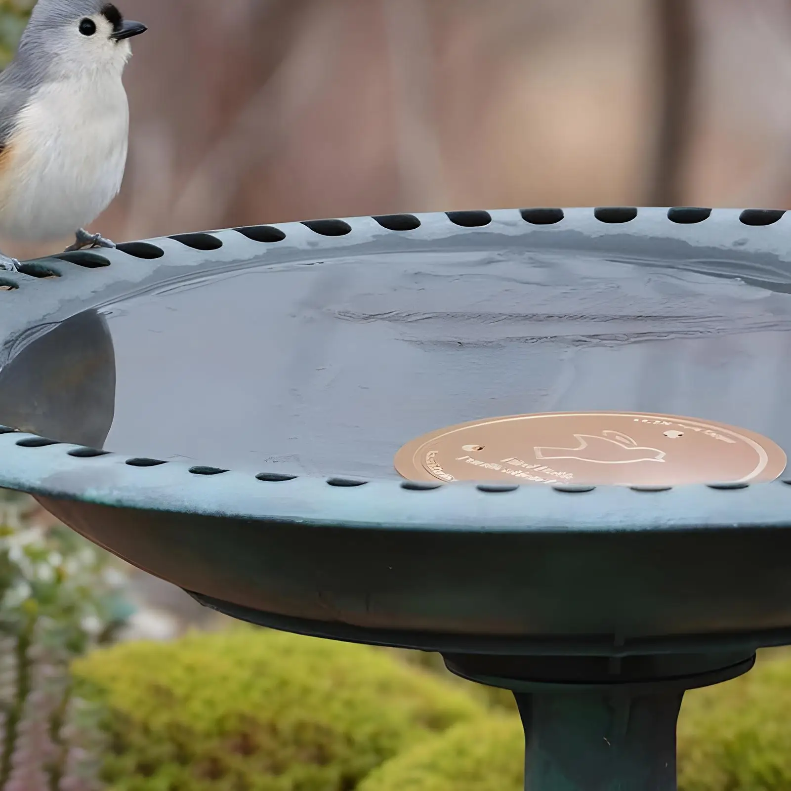 금속 새 목욕 트레이 구리 새 목욕 디스크 야외 급이기 청소 용품 삼중 지지대 정수 디스크 물통