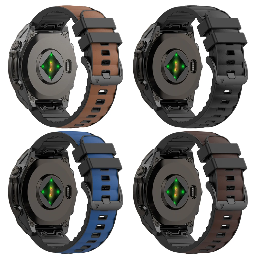 Premium QuickFit Silicone Leather WatchBand - Sport Strap, 26/22mm