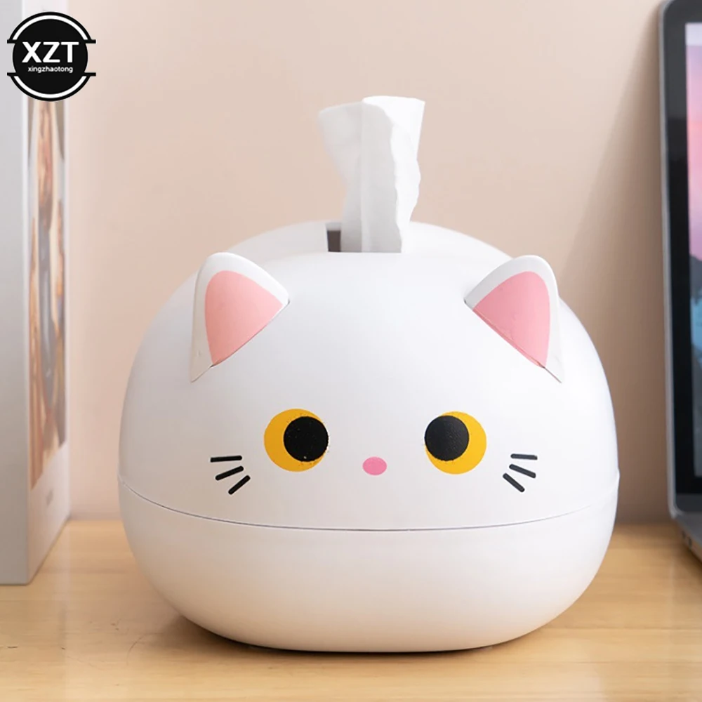 Tissue Box Kawaii Cat Tissue Box Kitchen Napkin Storage Box Wc Paper Container Desktop Toilet Paper Holder Nordic Style Home Decoration
